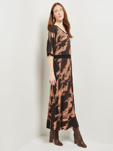 Batwing Sleeve Soft Jacquard Knit Midi Dress, Goldenwood/Black | Misook