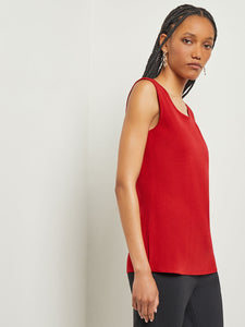 Classic Knit Tank Top, Classic Red, Classic Red | Misook Premium Details
