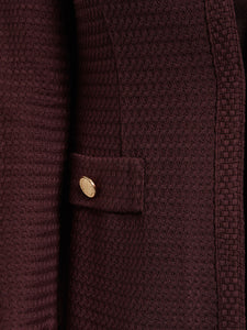 Tailored Tweed Knit Jacket, Mahogany | Misook Premium Details