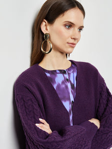 Balloon Sleeve Cardigan - Cozy Knit, Ultraviolet | Misook Premium Details