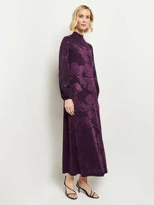 Maxi A-Line Dress - Mock Neck Jacquard Knit, Ultraviolet | Misook