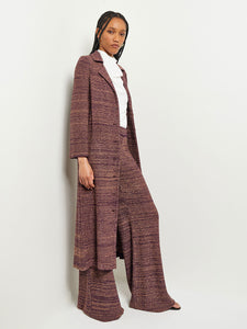 Button Front Duster - Belted Tweed Knit, Ultraviolet/Goldenwood | Misook