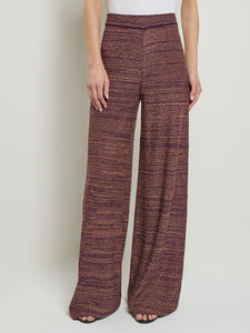 Pull-On Wide Leg Pants - Tweed Knit, Ultraviolet/Goldenwood | Misook