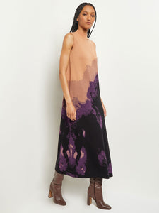 Maxi A-Line Dress - Sleeveless Recycled Knit, Ultraviolet/Goldenwood/Black | Misook