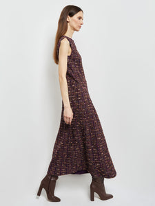 Maxi Fit & Flare Dress - Sleeveless Tweed Knit, Ultraviolet/Viola/Goldenwood/Sandstone | Misook