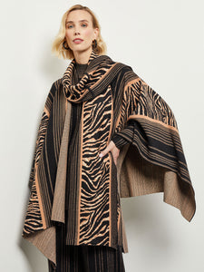 Animal Stripe Wrap - Soft Knit, Goldenwood/Sandstone/Black | Misook