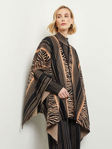 Animal Stripe Wrap - Soft Knit, Goldenwood/Sandstone/Black | Misook