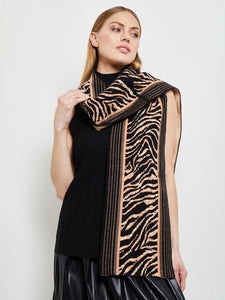 Animal Stripe Scarf - Soft Knit, Goldenwood/Sandstone/Black | Misook