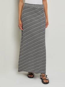 Maxi A-Line Skirt - Bias Soft Knit, New Ivory/Black | Misook