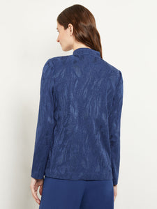 Tailored Jacquard Knit Button Front Jacket, Oceanic | Misook