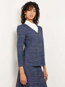 Shimmer Tweed Tailored Knit Jacket, Oceanic/Black | Misook