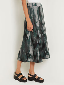 Flare Jacquard Knit Midi Skirt, Hunter Green/Neutral Grey/Black | Misook
