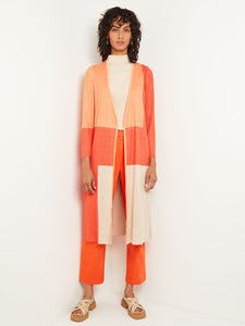 Open Front Cardigan - Colorblock Soft Knit, Spice/Citrine/Biscotti | Misook
