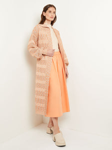 Relaxed Duster - Tie-Waist Pointelle Knit, Citrine/Italian Clay/Biscotti | Misook