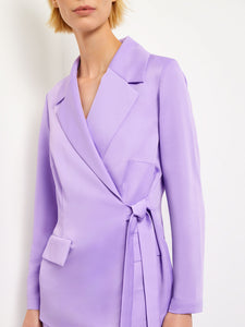 Side Tie Tailored Wrap Crepe de Chine Blazer, Lavender Field, Lavender Field | Misook