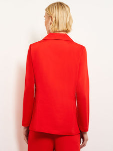 Side Tie Tailored Wrap Crepe de Chine Blazer, Sunset Red, Sunset Red | Misook