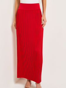 Pleated Soft Knit Maxi Skirt, Sunset Red, Sunset Red | Misook