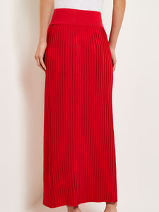 Pleated Soft Knit Maxi Skirt, Sunset Red, Sunset Red | Misook