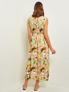 Maxi Shift Dress - Pleated Watercolor Woven, Verdant Clover/Paradise Green/Pale Gold/Charmeuse/Peach Blossom/White | Misook