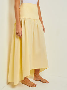Maxi High-Low Skirt - Flounce Cotton, Pale Gold | Misook