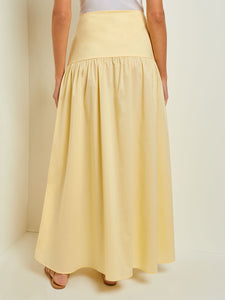 Maxi High-Low Skirt - Flounce Cotton, Pale Gold | Misook