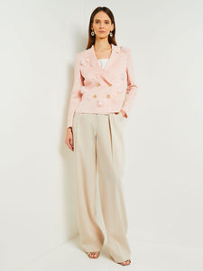 Heritage Double Breasted Jacket - Floral Applique Knit, Porcelain Pink | Misook