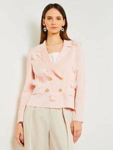 Heritage Double Breasted Jacket - Floral Applique Knit, Porcelain Pink | Misook