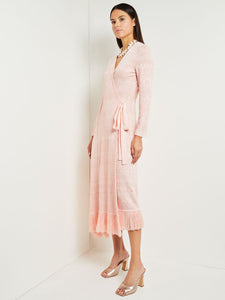 Midi Wrap Dress - Soft Jacquard Knit, Porcelain Pink | Misook