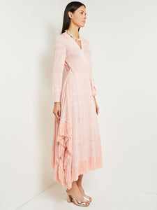 Midi Wrap Dress - Soft Jacquard Knit, Porcelain Pink | Misook