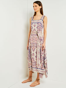 High-Low A-Line Dress - Soft Jacquard Knit, Biscotti/Porcelain Pink/Ocean Coral/Mazarine/Charmeuse | Misook