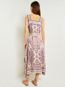 High-Low A-Line Dress - Soft Jacquard Knit, Biscotti/Porcelain Pink/Ocean Coral/Mazarine/Charmeuse | Misook
