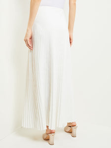 Maxi A-Line Skirt - Pleated Woven, White | Misook