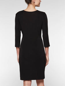 3/4 Sleeve Sheath Knit Dress, Black, Black | Meison Studio Presents Misook