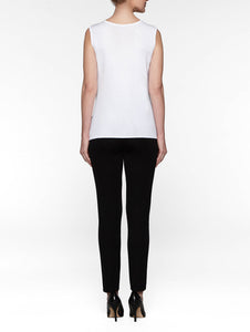 V-Neck Knit Tank Top, White, White | Meison Studio Presents Misook