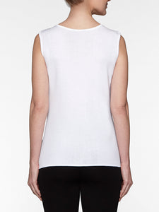 V-Neck Knit Tank Top, White, White | Meison Studio Presents Misook