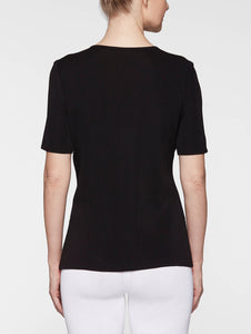 Short Sleeve Knit Tunic, Black, Black | Meison Studio Presents Misook