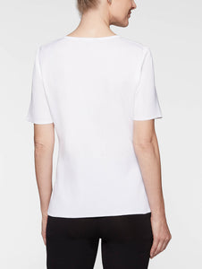 Short Sleeve Knit Tunic, White, White | Meison Studio Presents Misook