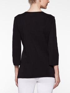 3/4 Sleeve Knit Tunic, Black, Black | Meison Studio Presents Misook