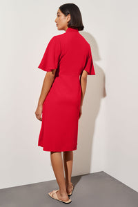 Butterfly Sleeve Crepe de Chine Wrap Dress, Poppy Red, Poppy Red | Ming Wang