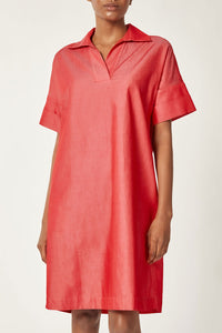 Side Pocket A-Line Cotton Shirt Dress