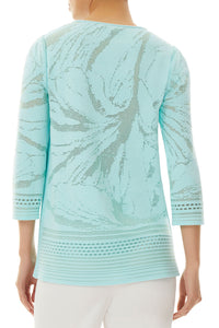 Burnout Floral Soft Knit Tunic, Clearwater | Ming Wang