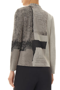 Abstract Print Tailored Knit Jacket, Mink/Linen/Black | Ming Wang
