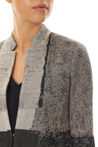 Abstract Print Tailored Knit Jacket, Mink/Linen/Black | Ming Wang