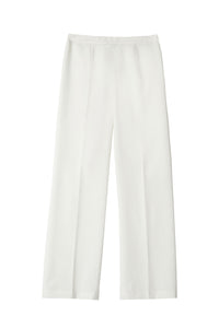 Side-Zip Straight Leg Woven Pant, White, White | Meison Studio Presents Ming Wang