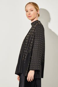 Belted Jacket - Shimmer Soft Knit, Black/Gold | Ming Wang