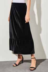 Maxi A-Line Skirt - Flounce Velvet, Black | Ming Wang