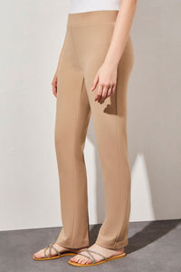 Plus Size Pull-On Straight Leg Deco Crepe Pant, Dark Champagne | Ming Wang