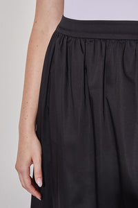 Plus Size Maxi Gathered Full Skirt - Cotton Blend, Black | Ming Wang