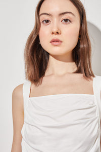 Front Drape Cami - Jersey Knit, White | Ming Wang