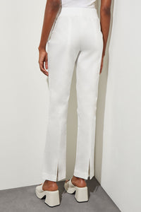 Plus Size Pull-On Straight Leg Pant - Cotton Tencel, White, White | Ming Wang